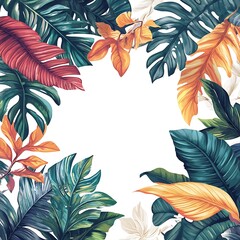 Tropical Leaves Frame Border.