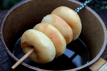 Donuts on Stick in Pot, Simple Presentation of Delicious Food