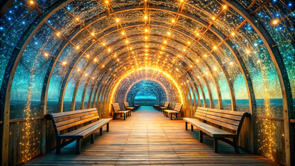 Obraz premium Enchanted Tunnel of Lights A Magical Walkway