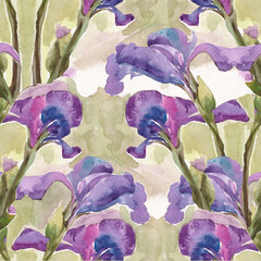 watercolor background with iris flowers
