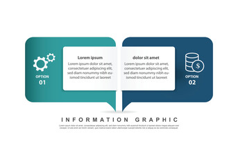 design template banner infographic. 2 step process information or presentation with icons