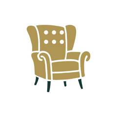 Elegant Armchair: A detailed illustration showcases an inviting armchair, a classic furniture piece embodying both comfort and style.