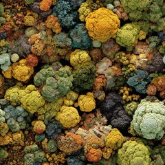 seamless experience the breathtaking beauty of richly colored autumn forest from top aerial perspective, highlighting unique textures and patterns in nature's display seasonal change generative ai