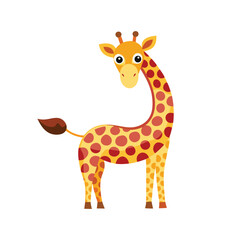 Fototapeta premium Cute giraffe with neck twisted into heart shape, love animal vector illustration, whimsical wildlife art, romantic giraffe design, nature love