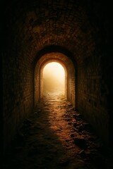Ancient brick tunnel leading to light
