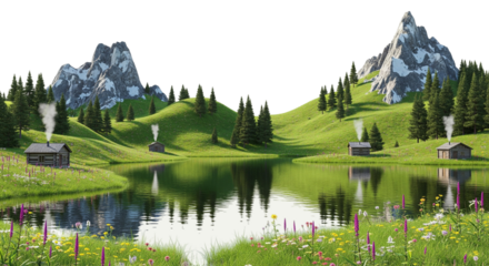 Tranquil Mountain Lake Scene