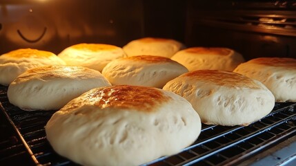 dough pieces inside the oven