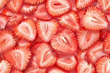 Sliced Strawberries Background Texture. (5)