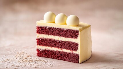 Red Velvet cake with a cream cheese and white chocolate ball 