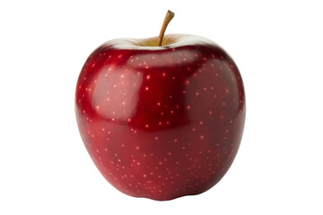 A shiny red apple is displayed isolated on transparent background