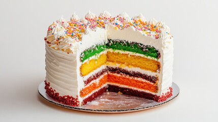 photo of the large rainbow cake
