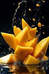 Juicy Mango Slices Splashing. (1)