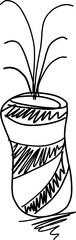 hand drawn plant vase vector silhouette
