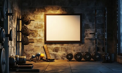 Well equipped indoor gym with weightlifting and workout equipment