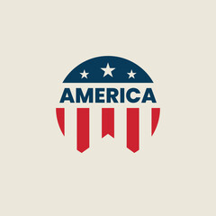 Patriotic America Badge Logo Design – Red White and Blue Emblem