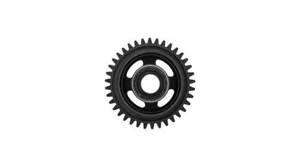 Black cogwheel gear isolated on transparent background