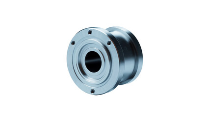 A shiny metal machine part isolated on transparent background