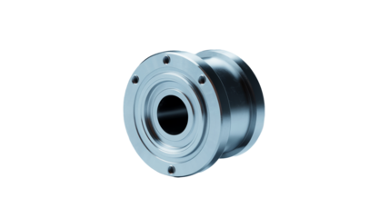 A shiny metal machine part isolated on transparent background