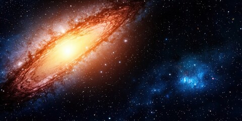 Quantum Computing entanglement concept. Cosmic galaxy with stars and vibrant colors in the universe.