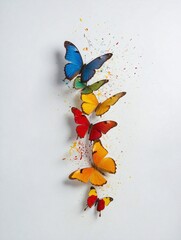 Colorful butterflies arranged in rainbow formation




