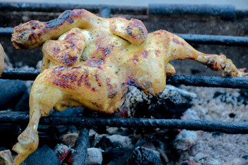 Roasting Chicken on Grill Close Up Food Photography