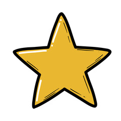 Yellow star icon with black outline in simple design  
