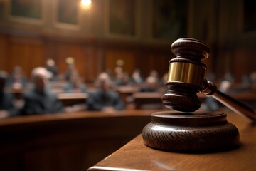 Gavel with Courtroom, Justice, and Law. (4)