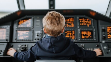 Child Pilots Airplane Cockpit, Educational, Playful