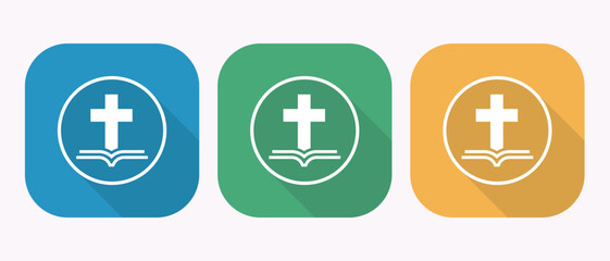 Modern Christian App Icons. Three Color Variations,  Clean Design,  Faith Symbolism.
