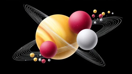 Futuristic planetary design illustration outer space digital art cosmic environment abstract viewpoint