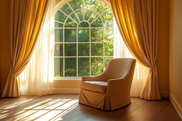 Sunlit Chair by Arch Window.