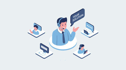 Customer Support Agents Diverse Team Icons for Website or App