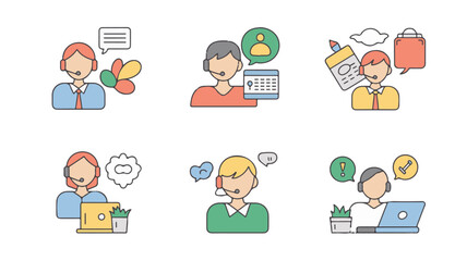 Customer Service Icons Support, Help, and Communication Illustrations