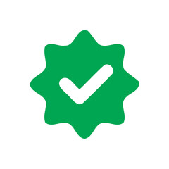 Green Verified Badge Icon with Checkmark