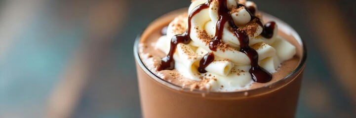 Decadent Creamy Milk Chocolate Milkshake with Whipped Cream and Chocolate Drizzle ? Indulgent Dessert Drink