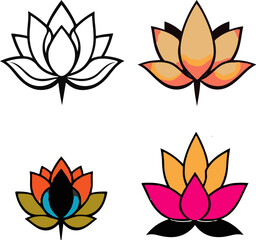Set of Lotus Vector Art, Lotus Flower Vector Collection, Decorative Lotus Vector Design, Abstract Lotus Flower Set, Elegant Lotus Vector Pack, Floral Lotus Vector Art, Spiritual Lotus Vector Elements,