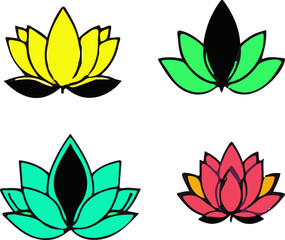Set of Lotus Vector Art, Lotus Flower Vector Collection, Decorative Lotus Vector Design, Abstract Lotus Flower Set, Elegant Lotus Vector Pack, Floral Lotus Vector Art, Spiritual Lotus Vector Elements,