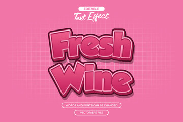 Fresh wine editable text effect with purple cartoon text style