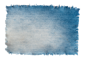 Piece of torn denim on a white background. Denim texture