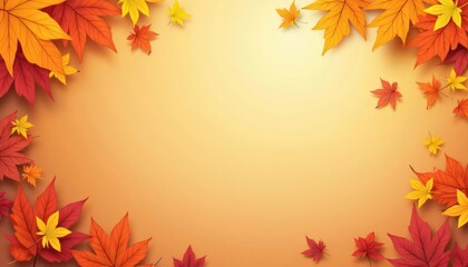 Autumn leaves frame a warm, inviting background, showcasing seasonal colors and textures.