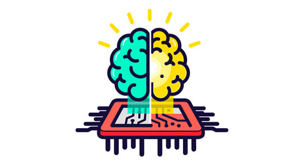 A conceptual design showcasing a brain on a chip, representing artificial intelligence innovation and neural network development for advanced technology