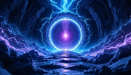 Quantum Rift Ignition - Cosmic Energy Vortex in High-Tech Sanctum AI-Generated