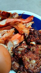 Grilled Chicken and Crispy Fried Ribs