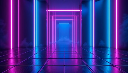 Neon Vector Nexus - Infinite Cybernetic Corridor AI-Generated