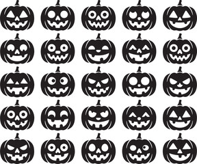Spooky Halloween Pumpkin Faces Collection