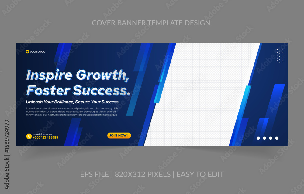 Wall mural abstract background template business banner with image space replacement for social media and websi