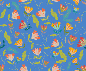 This seamless floral vector pattern features hand-drawn summer flowers arranged in a quick-repeat layout, ideal for digital printing, textiles, packaging, and creative craft projects. Each pattern com