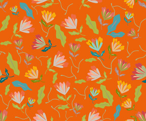This seamless floral vector pattern features hand-drawn summer flowers arranged in a quick-repeat layout, ideal for digital printing, textiles, packaging, and creative craft projects. Each pattern com