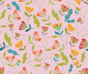 This seamless floral vector pattern features hand-drawn summer flowers arranged in a quick-repeat layout, ideal for digital printing, textiles, packaging, and creative craft projects. Each pattern com