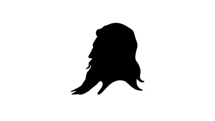 King Solomon portrait, black isolated silhouette